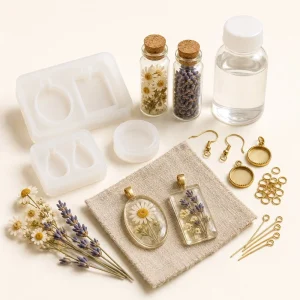 Kit résine bijoux fleurs séchées